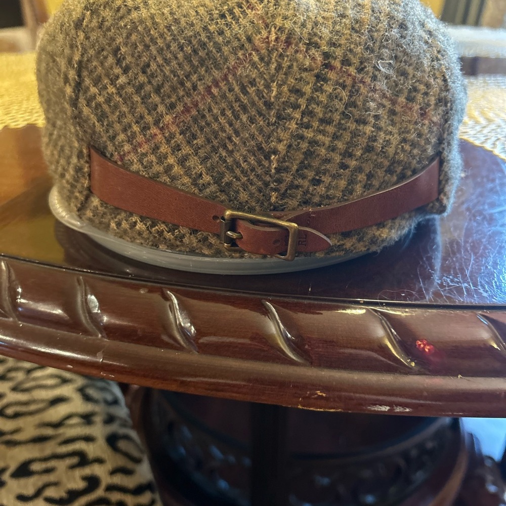 Polo Ralph Lauren Blue and Brown Plaid Newsboy Cap - Picture 4 of 9